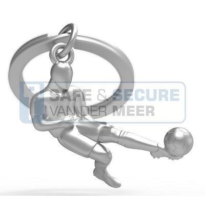 Metalmorphose sleutelhanger voetballer in zilverkleur, UITLOPEND ARTIKEL! 